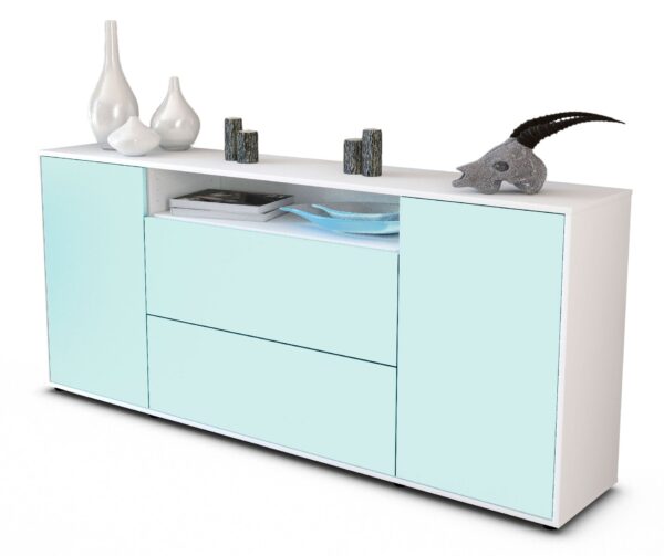 Sideboard Erina | Korpus Weiß | Front in Mint | 180x79x35cm (BxHxT)