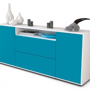Sideboard Erina | Korpus Weiß | Front in Türkis | 180x79x35cm (BxHxT)
