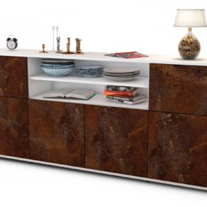 Sideboard Ermelina | Korpus Weiß | Front in Rost Optik | 180x79x35cm (BxHxT)