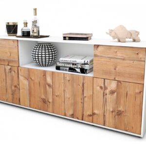 Sideboard Ermentrude | Korpus Weiß | Front in Pinie Holz Optik | 180x79x35cm (BxHxT)