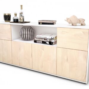 Sideboard Ermentrude | Korpus Weiß | Front in Zeder Holz Optik | 180x79x35cm (BxHxT)