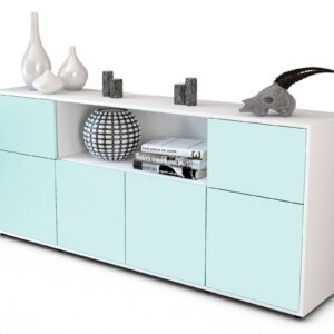 Sideboard Ermentrude | Korpus Weiß | Front in Mint | 180x79x35cm (BxHxT)