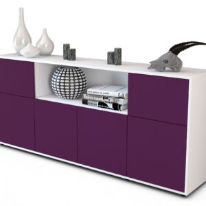 Sideboard Ermentrude | Korpus Weiß | Front in Lila | 180x79x35cm (BxHxT)