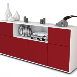 Sideboard Ermentrude | Korpus Weiß | Front in Bordeaux | 180x79x35cm (BxHxT)