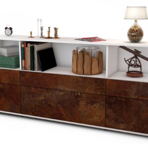 Sideboard Estella | Korpus Weiß | Front in Rost Optik | 180x79x35cm (BxHxT)