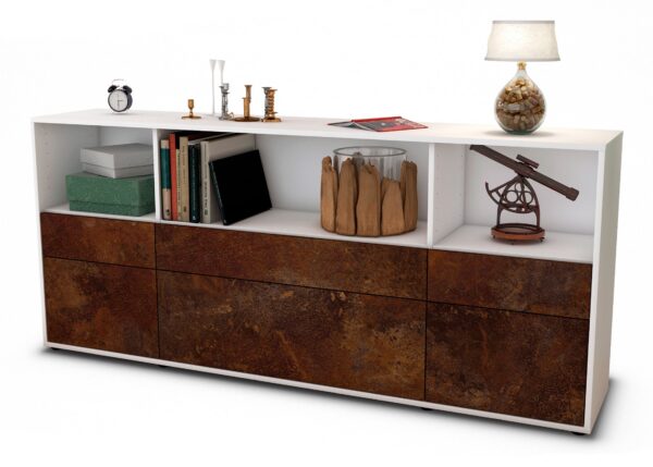 Sideboard Estella | Korpus Weiß | Front in Rost Optik | 180x79x35cm (BxHxT)
