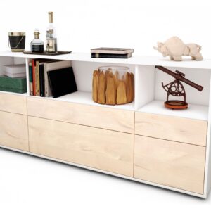 Sideboard Estella | Korpus Weiß | Front in Zeder Holz Optik | 180x79x35cm (BxHxT)