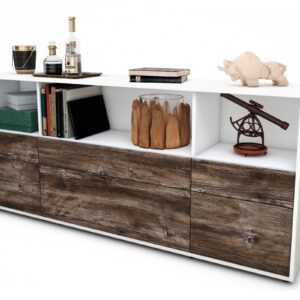 Sideboard Estella | Korpus Weiß | Front in Treibholz Holz Optik | 180x79x35cm (BxHxT)