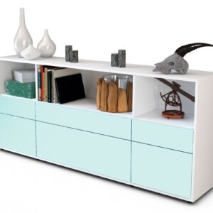 Sideboard Estella | Korpus Weiß | Front in Mint | 180x79x35cm (BxHxT)