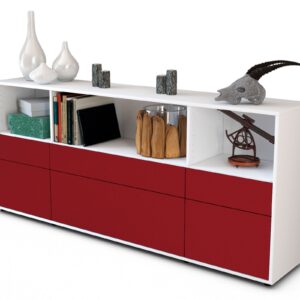 Sideboard Estella | Korpus Weiß | Front in Bordeaux | 180x79x35cm (BxHxT)