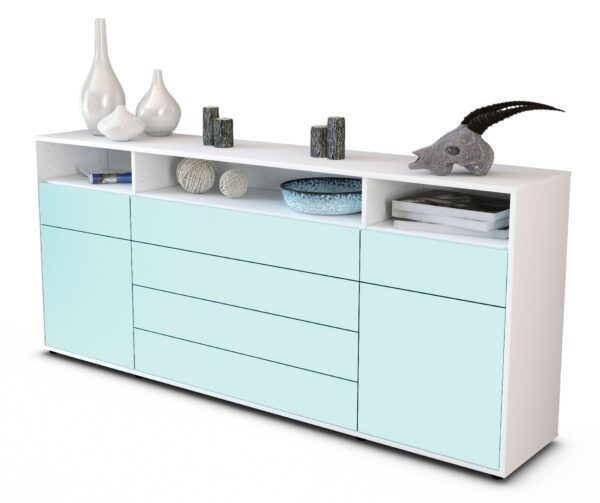 Sideboard Evelina | Korpus Weiß | Front in Mint | 180x79x35cm (BxHxT)