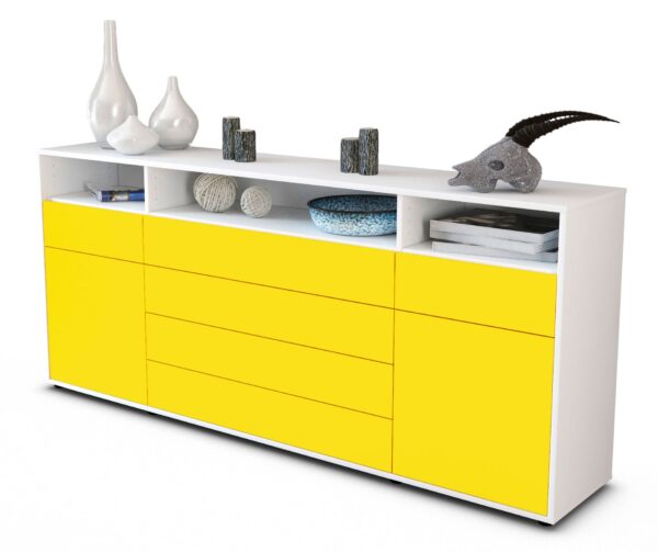 Sideboard Evelina | Korpus Weiß | Front in Gelb | 180x79x35cm (BxHxT)