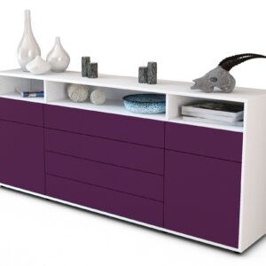 Sideboard Evelina | Korpus Weiß | Front in Lila | 180x79x35cm (BxHxT)