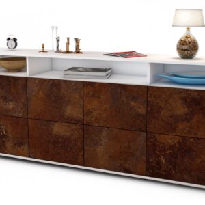 Sideboard Evita | Korpus Weiß | Front in Rost Optik | 180x79x35cm (BxHxT)