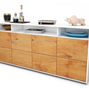 Sideboard Evita | Korpus Weiß | Front in Eiche Holz Optik | 180x79x35cm (BxHxT)