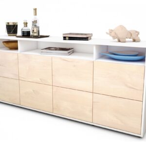 Sideboard Evita | Korpus Weiß | Front in Zeder Holz Optik | 180x79x35cm (BxHxT)