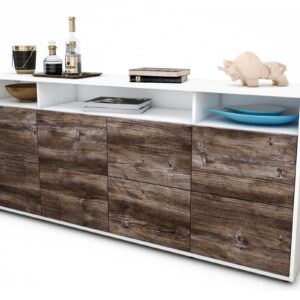 Sideboard Evita | Korpus Weiß | Front in Treibholz Holz Optik | 180x79x35cm (BxHxT)