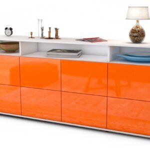 Sideboard Evita | Korpus Weiß | Front in Hochglanz Orange | 180x79x35cm (BxHxT)