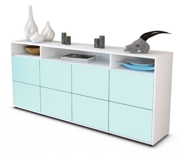 Sideboard Evita | Korpus Weiß | Front in Mint | 180x79x35cm (BxHxT)