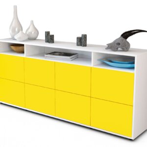 Sideboard Evita | Korpus Weiß | Front in Gelb | 180x79x35cm (BxHxT)