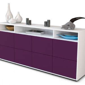 Sideboard Evita | Korpus Weiß | Front in Lila | 180x79x35cm (BxHxT)