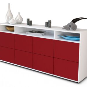 Sideboard Evita | Korpus Weiß | Front in Bordeaux | 180x79x35cm (BxHxT)