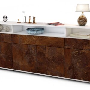 Sideboard Ezia | Korpus Weiß | Front in Rost Optik | 180x79x35cm (BxHxT)