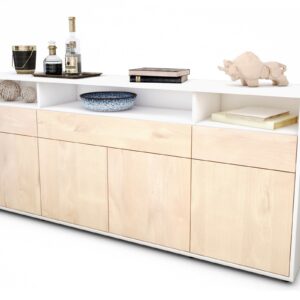 Sideboard Ezia | Korpus Weiß | Front in Zeder Holz Optik | 180x79x35cm (BxHxT)