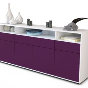 Sideboard Ezia | Korpus Weiß | Front in Lila | 180x79x35cm (BxHxT)