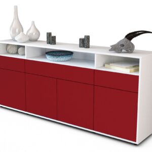 Sideboard Ezia | Korpus Weiß | Front in Bordeaux | 180x79x35cm (BxHxT)