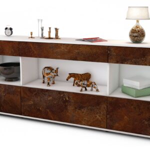 Sideboard Fabiana | Korpus Weiß | Front in Rost Optik | 180x79x35cm (BxHxT)
