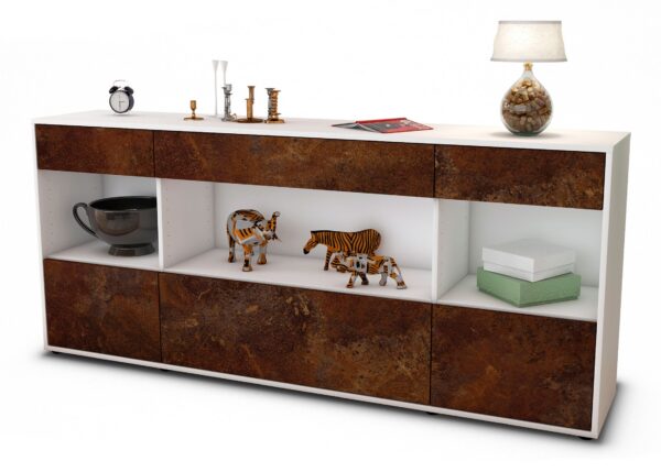 Sideboard Fabiana | Korpus Weiß | Front in Rost Optik | 180x79x35cm (BxHxT)