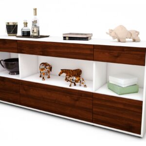 Sideboard Fabiana | Korpus Weiß | Front in Walnuss Holz Optik | 180x79x35cm (BxHxT)