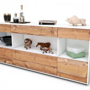 Sideboard Fabiana | Korpus Weiß | Front in Pinie Holz Optik | 180x79x35cm (BxHxT)