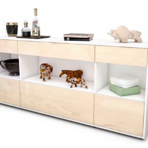 Sideboard Fabiana | Korpus Weiß | Front in Zeder Holz Optik | 180x79x35cm (BxHxT)
