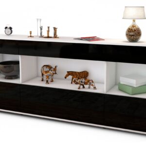 Sideboard Fabiana, Schwarz (180x79x35cm)