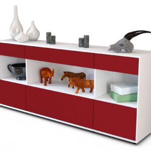 Sideboard Fabiana | Korpus Weiß | Front in Bordeaux | 180x79x35cm (BxHxT)