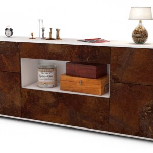Sideboard Fabiola | Korpus Weiß | Front in Rost Optik | 180x79x35cm (BxHxT)