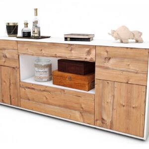 Sideboard Fabiola | Korpus Weiß | Front in Pinie Holz Optik | 180x79x35cm (BxHxT)