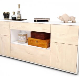 Sideboard Fabiola | Korpus Weiß | Front in Zeder Holz Optik | 180x79x35cm (BxHxT)