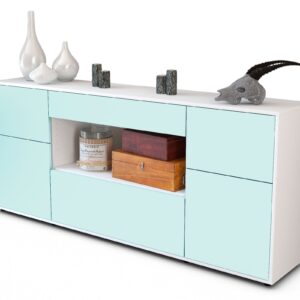 Sideboard Fabiola | Korpus Weiß | Front in Mint | 180x79x35cm (BxHxT)