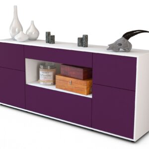 Sideboard Fabiola | Korpus Weiß | Front in Lila | 180x79x35cm (BxHxT)