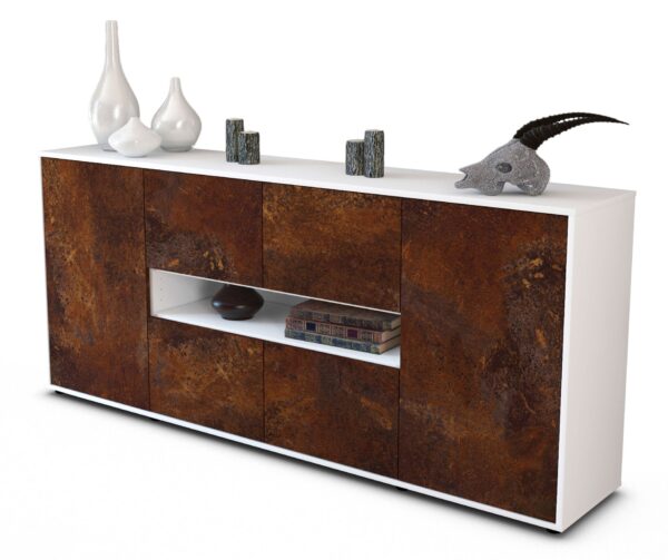 Sideboard Farina | Korpus Weiß | Front in Rost Optik | 180x79x35cm (BxHxT)