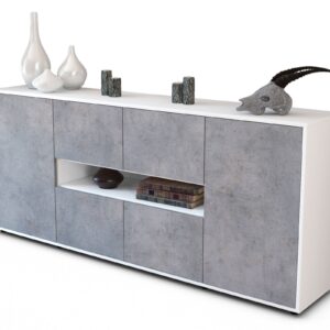 Sideboard Farina | Korpus Weiß | Front in Beton Optik | 180x79x35cm (BxHxT)