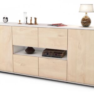 Sideboard Farina | Korpus Weiß | Front in Zeder Holz Optik | 180x79x35cm (BxHxT)