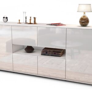 Sideboard Farina | Korpus Weiß | Front in Hochglanz Weiß | 180x79x35cm (BxHxT)