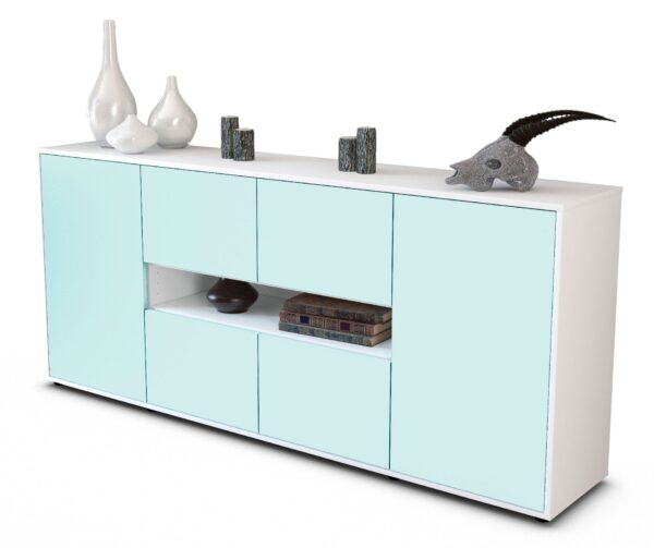 Sideboard Farina | Korpus Weiß | Front in Mint | 180x79x35cm (BxHxT)