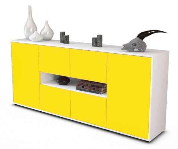 Sideboard Farina | Korpus Weiß | Front in Gelb | 180x79x35cm (BxHxT)