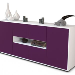 Sideboard Farina | Korpus Weiß | Front in Lila | 180x79x35cm (BxHxT)