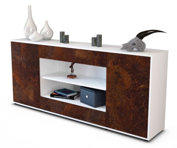 Sideboard Feli | Korpus Weiß | Front in Rost Optik | 180x79x35cm (BxHxT)